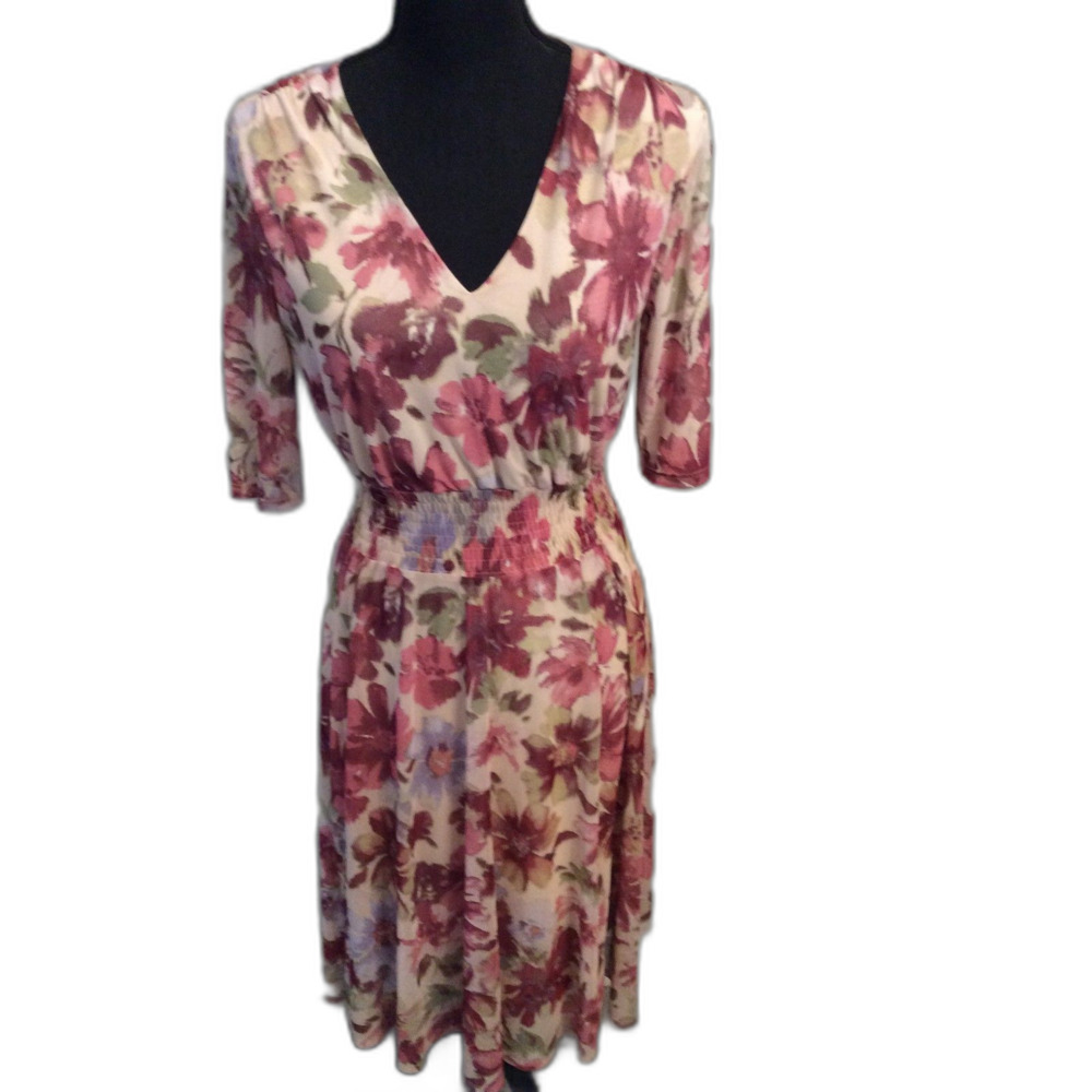 Enfocus Size 4 Floral V Neck A-Line Romantic Girlcore Stretchy